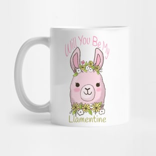 Will you be my Llamentine cute pink llama Mug